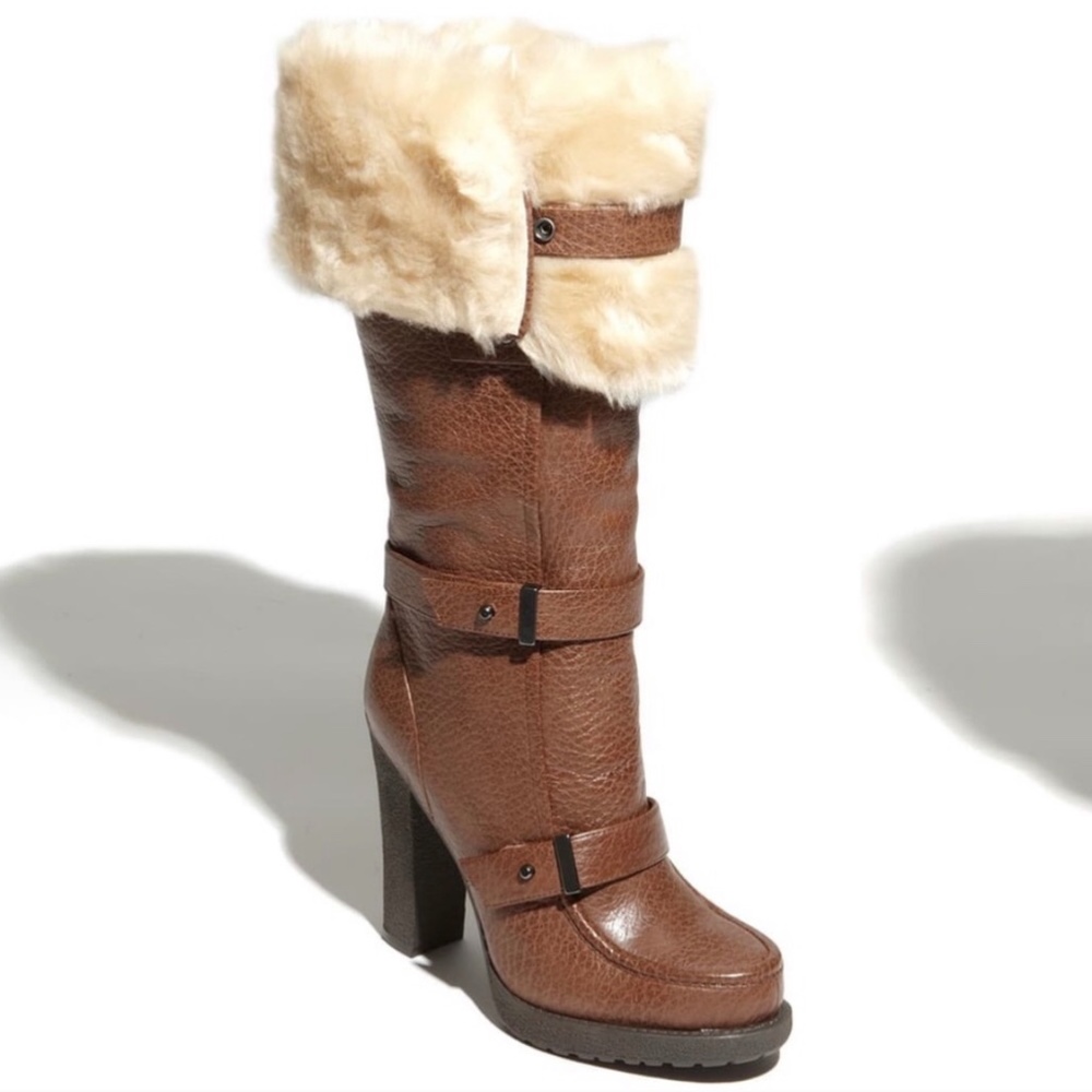 LUXURY REBEL Penelope Brown Tall Leather Heel Boot
